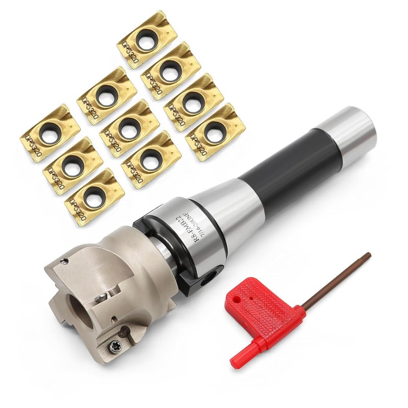 Jecoupoon Store R8 Shank FMB22 7/16-20UNF Face Mill Arbor, 400R 50MM End Milling Shell Cutter, 10Pcs APMT1604 Carbide Inserts and T15 Wrench - Image 1